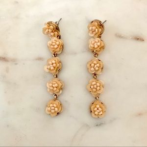Blush pink shell flower drop earrings